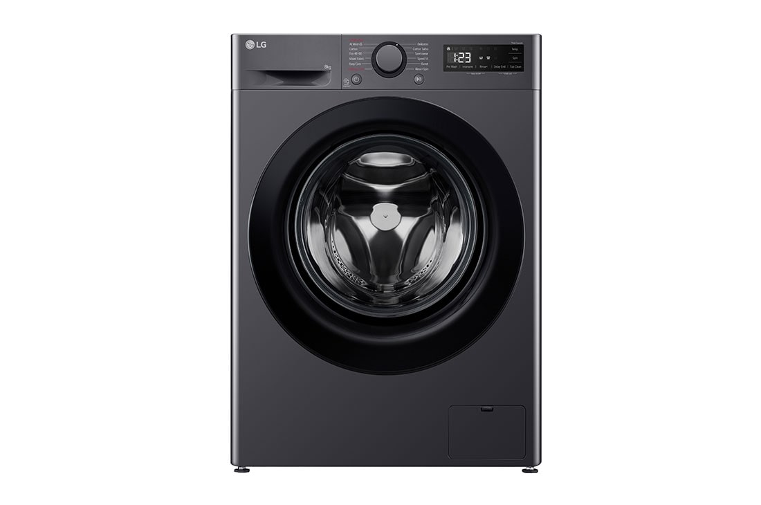 LG Masina de spalat LG, Slim, 8 Kg, 1200 rpm, Clasa A, Motor Inverter Direct Drive, Steam, Gri Antracit, Front View, F2WR508SBM