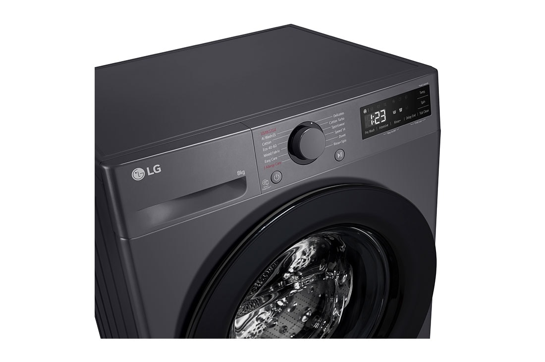 LG Masina de spalat LG, Slim, 8 Kg, 1200 rpm, Clasa A, Motor Inverter Direct Drive, Steam, Gri Antracit, Detail view, F2WR508SBM, thumbnail 3