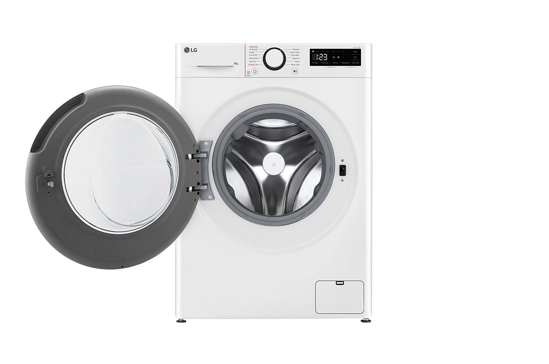 LG Masina de spalat LG, Slim, 8kg, 1200 rpm, Clasa A, Motor Inverter Direct Drive, Steam, Alb, Front open view, F2WR508SBW, thumbnail 2