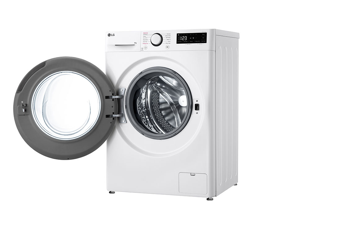 LG Masina de spalat LG, Slim, 8kg, 1200 rpm, Clasa A, Motor Inverter Direct Drive, Steam, Alb, Right side open door view, F2WR508SBW, thumbnail 11