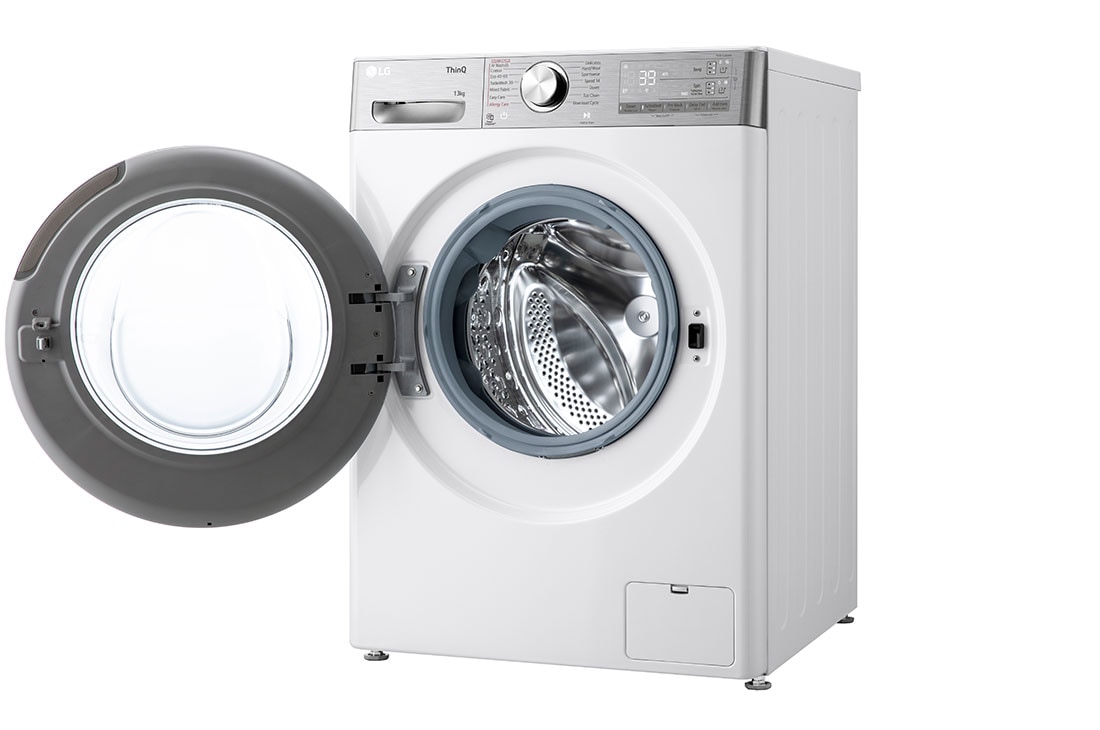 LG Mașină de spălat LG, 13kg, Clasa A, Motor Inverter Direct Drive, ezDispense™, Turbowash360, Wi-Fi, Alb, Right side view with door open, F4WR913P3WA, thumbnail 11