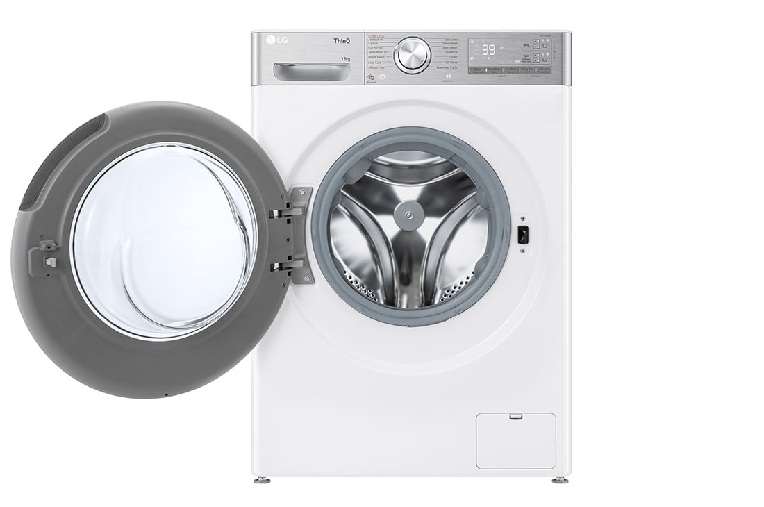 LG Mașină de spălat LG, 13kg, Clasa A, Motor Inverter Direct Drive, ezDispense™, Turbowash360, Wi-Fi, Alb, Front view with door open, F4WR913P3WA, thumbnail 2