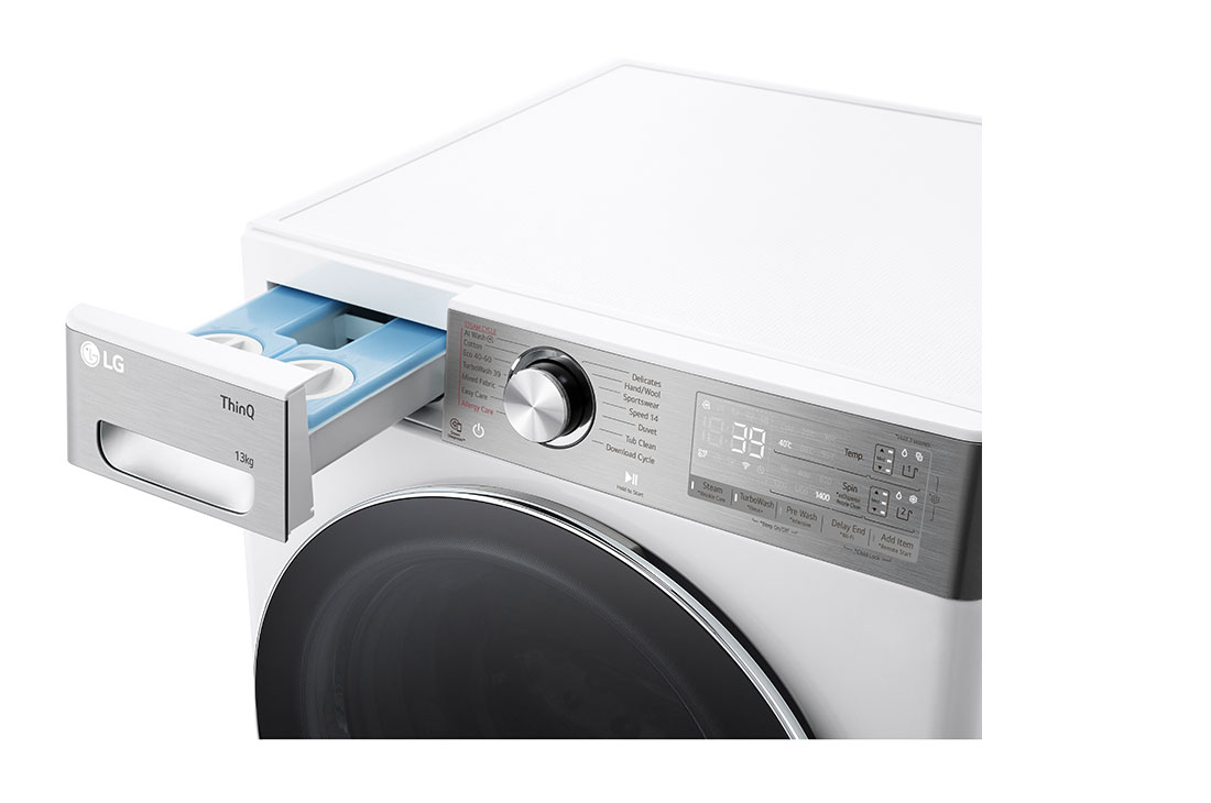 LG Mașină de spălat LG, 13kg, Clasa A, Motor Inverter Direct Drive, ezDispense™, Turbowash360, Wi-Fi, Alb, Detergent port view, F4WR913P3WA, thumbnail 5