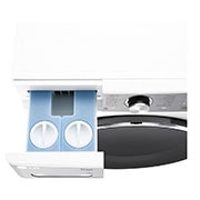 LG Mașină de spălat LG, 13kg, Clasa A, Motor Inverter Direct Drive, ezDispense™, Turbowash360, Wi-Fi, Alb, Top perspective view with detergent port open, F4WR913P3WA, thumbnail 7