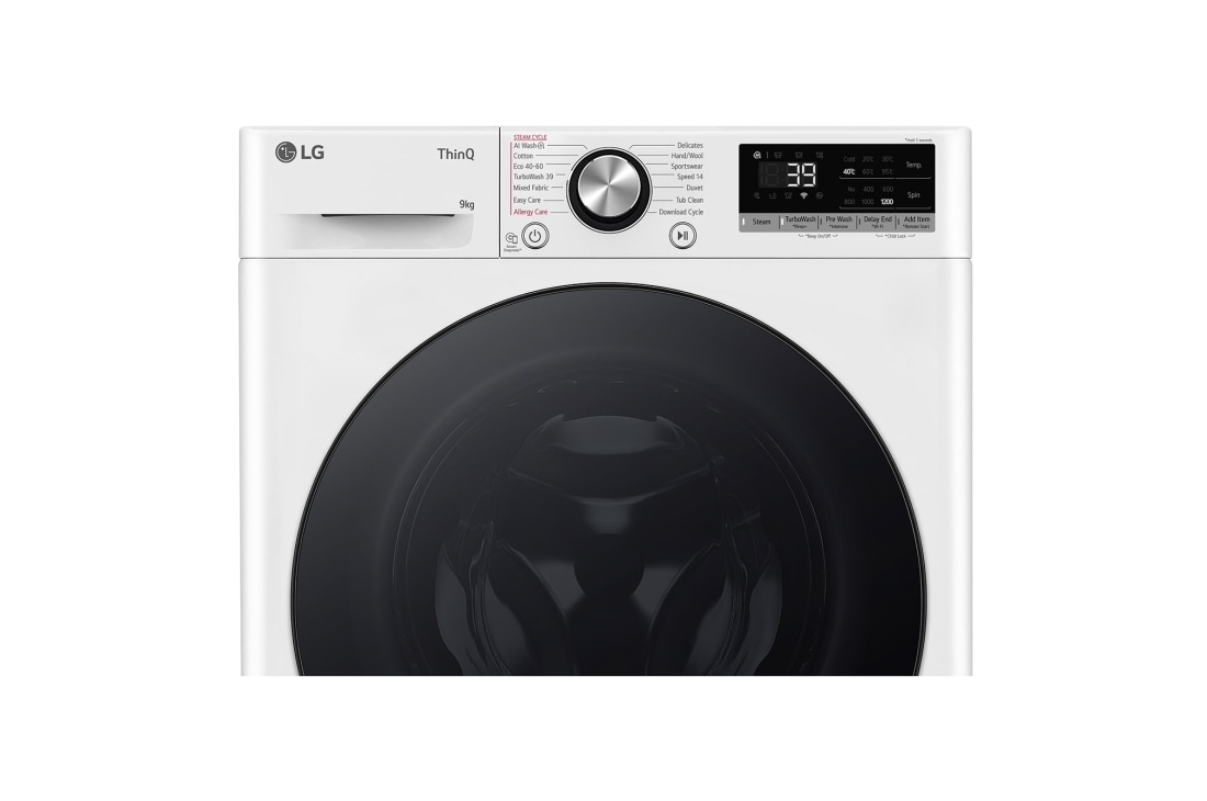 LG Masina de spalat LG, Slim, 9kg, 1200 rpm, Clasa A, Motor Inverter Direct Drive, Steam, Wi-fi, Alb, Display view, F2WR709S2W, thumbnail 6