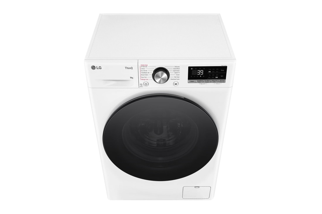 LG Masina de spalat LG, Slim, 9kg, 1200 rpm, Clasa A, Motor Inverter Direct Drive, Steam, Wi-fi, Alb, Top perspective view, F2WR709S2W, thumbnail 9