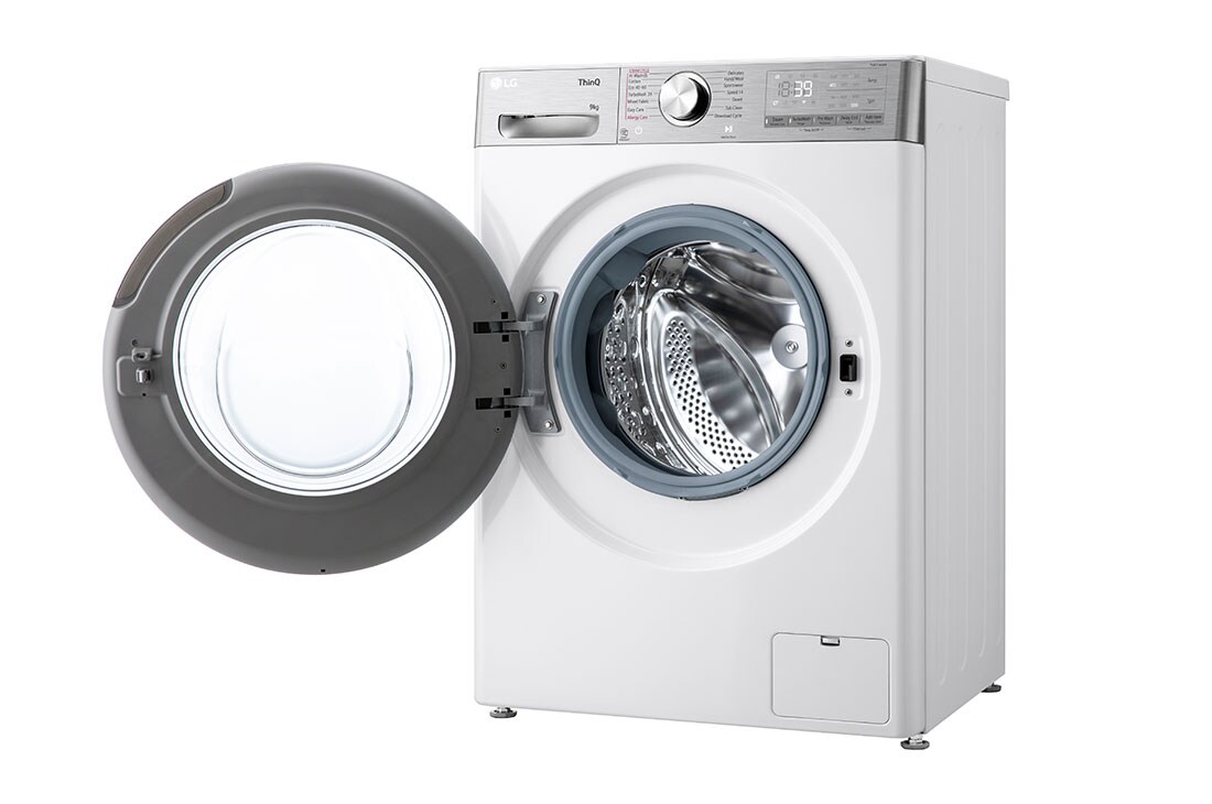 LG Masina de spalat LG, Slim, 9kg, 1200 rpm, Clasa A, Motor Inverter Direct Drive, Steam, Turbowash, Wifi, Alb  , Right side with Door open, F2WR909P3W, thumbnail 11