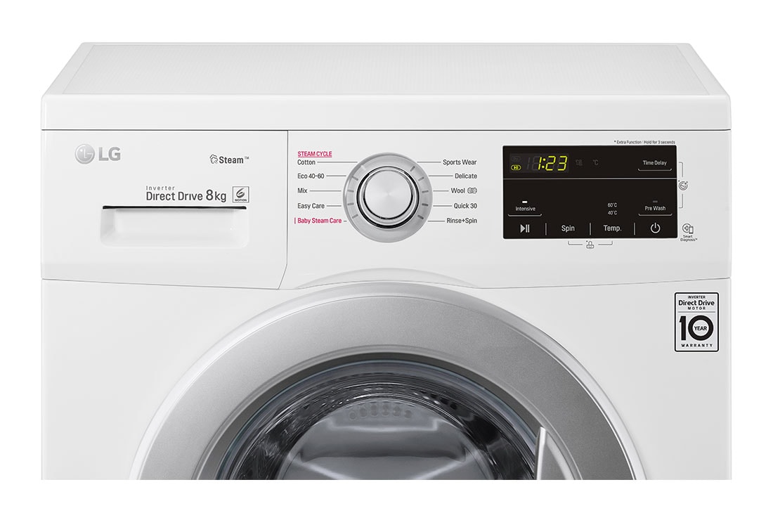 LG Masina de Spalat, 8 kg, 1400rpm, Motor Inverter Direct Drive, Steam, Alb, Display, F4J3TS4WE, thumbnail 4