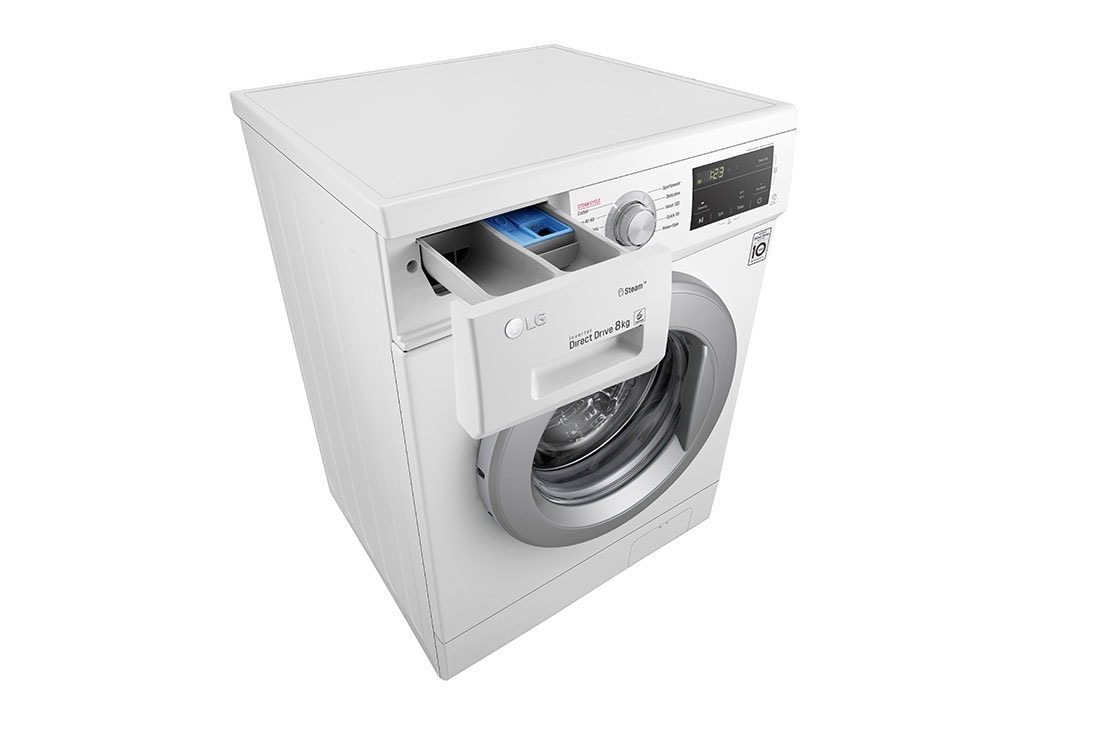 LG Masina de Spalat, 8 kg, 1400rpm, Motor Inverter Direct Drive, Steam, Alb, Right Perspective, F4J3TS4WE, thumbnail 7