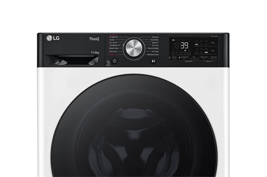 LG Mașină de spălat cu uscător, 11kg/ 6kg, 1400rpm, Motor Inverter Direct Drive, TurboWash, WI-FI, Alb, Display panel, F4DR711S2H, thumbnail 6