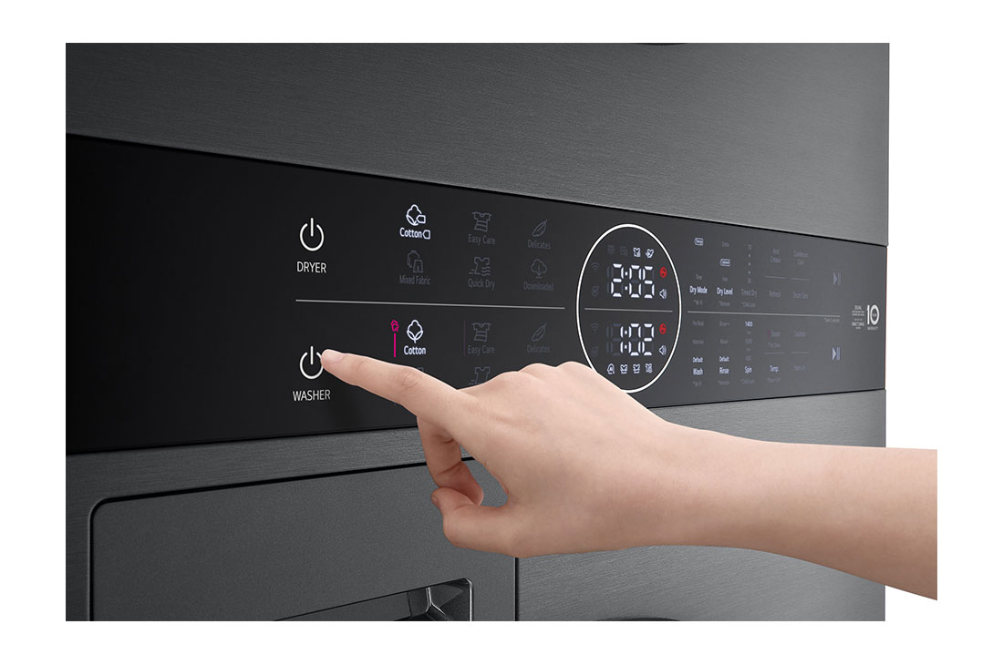 LG WashTower™, 12 kg / 10 kg, AI DD™, Steam™, TurboWash™360˚, Pompă de Căldură Dual Inverter, Panou1_Mână, WT1210BBF, thumbnail 5