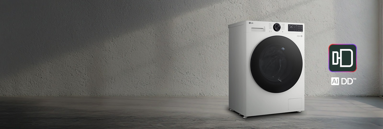 LG washing machine with LG AI DD emblem