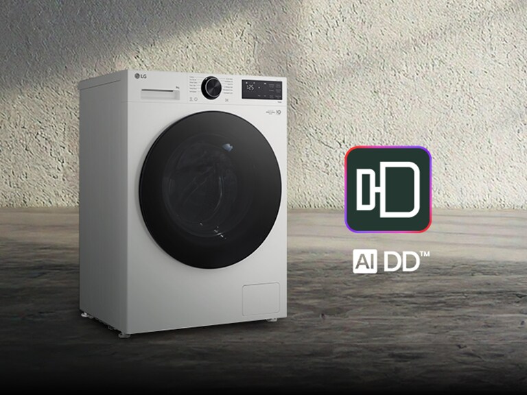 LG washing machine with LG AI DD emblem