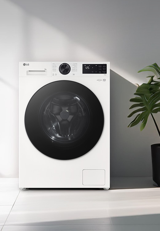 „Mașină de spălat cu încărcare frontală, amplasată într-o spălătorie modernă.”