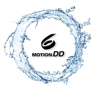 Există un logo 6 motion dd în mijlocul unui flux rotund