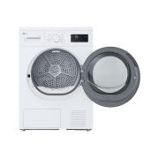 LG Uscător de rufe cu pompă de căldură, 8 kg, Clasa D, imagine cu ușa din față deschisă a uscătorului, RHA1008NWK, thumbnail 2