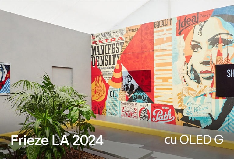 OLED G montat în mijlocul picturii murale a lui Shepard Fairey.