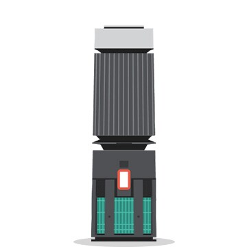 Afișează purificatorul de aer 2 și amplasarea autocolantului cu codul QR de pe acesta.