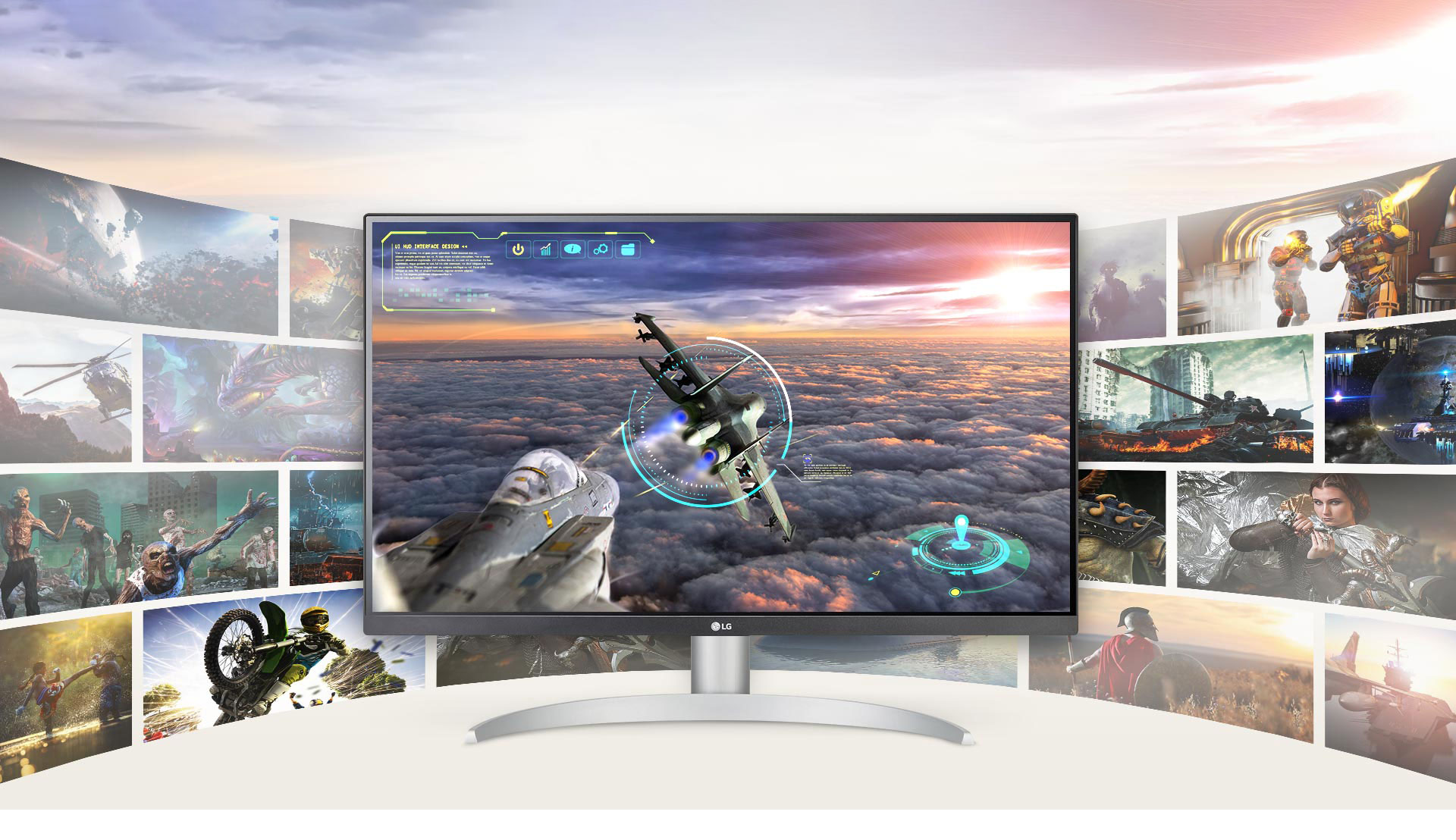 Scene de joc cu o claritate excepțională și detalii pe ecranul LG UHD 4K.