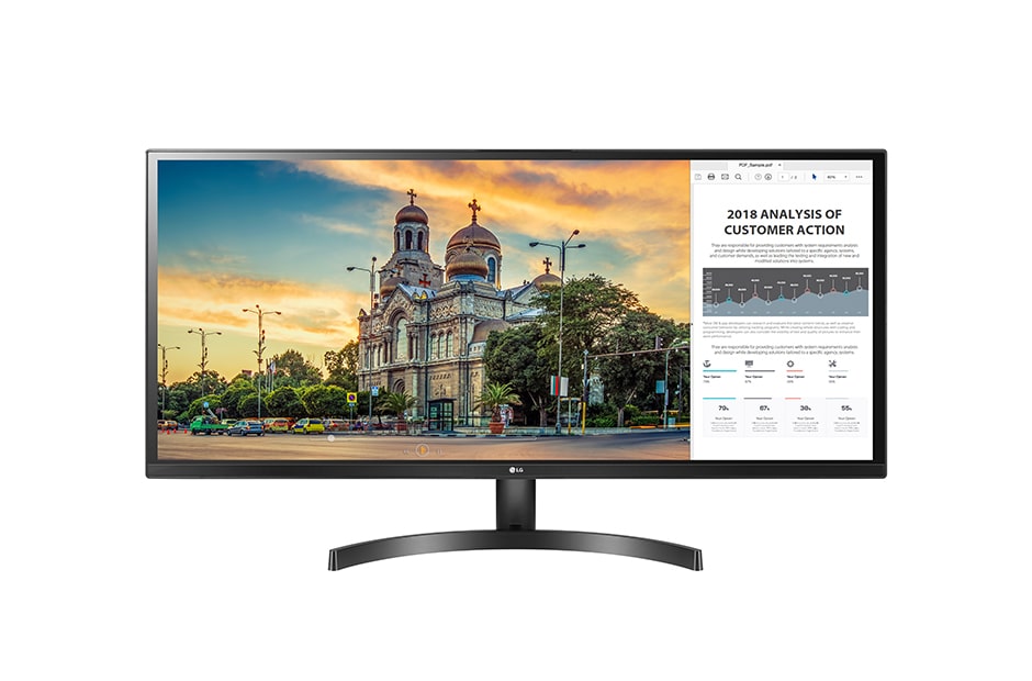 LG Monitor LG 34'' | 21:9 UltraWide™ pe IPS | Full HD | sRGB 99% | Mod gaming | AMD FreeSync™, 34WK500-P