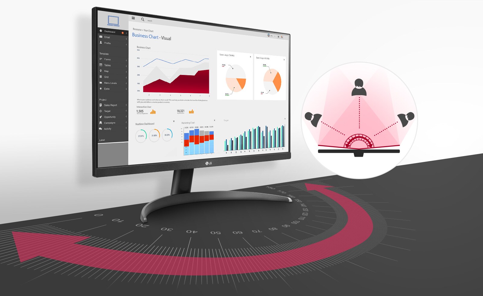 Afișaj IPS QHD de 23,8": Culori naturale din unghiul larg.