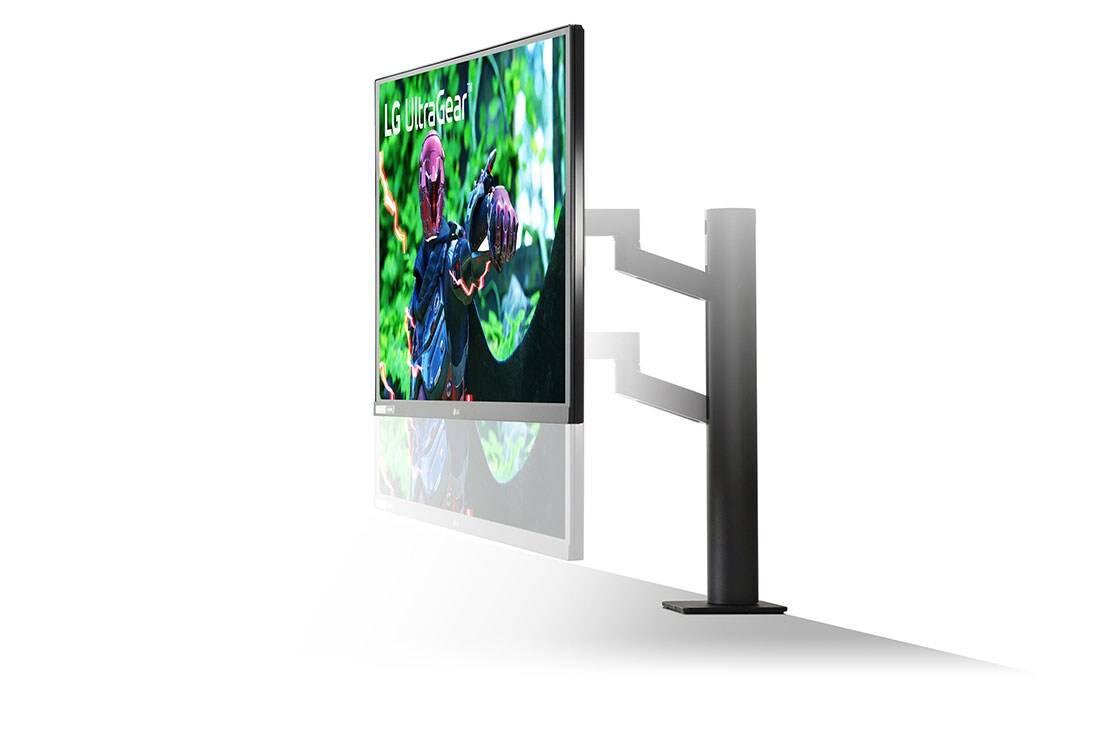 LG Monitor pentru jocuri Ergo UltraGear™ Nano IPS 1 ms (GtG) de 27'', vedere laterală a înălțimii monitorului care se deplasează în jos, 27GN880-B, thumbnail 4
