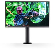 LG Monitor pentru jocuri Ergo UltraGear™ Nano IPS 1 ms (GtG) de 27'', vedere frontală cu brațul monitorului în centru, 27GN880-B, thumbnail 2