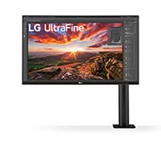 LG Monitor IPS UHD 4K Ergo IPS de 27'' cu USB Type-C™, vedere frontală cu brațul monitorului în partea dreaptă, 27UN880-B, thumbnail 1
