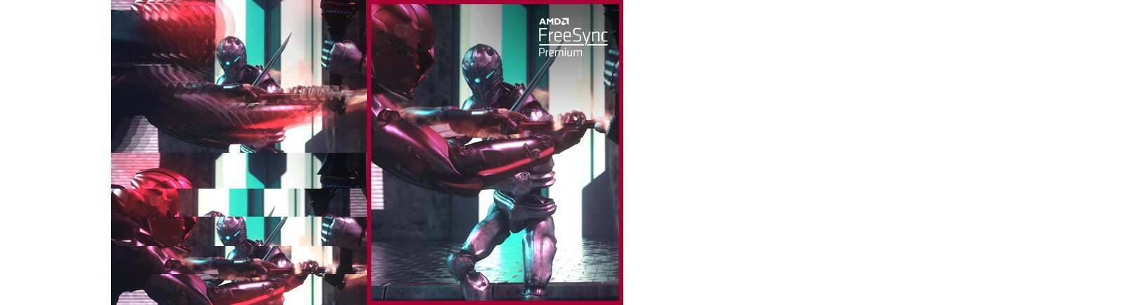 Mișcare fluidă în timpul jocurilor cu AMD FreeSync™ Premium față de modul OPRIT