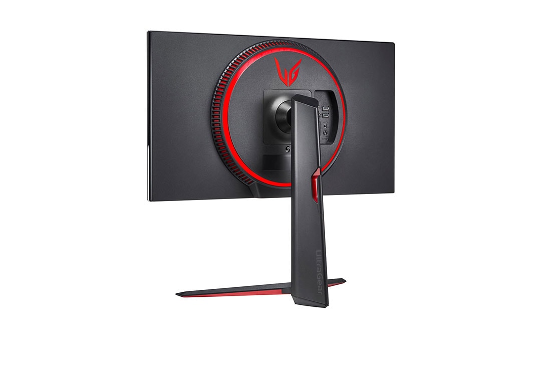 LG Monitor pentru jocuri UHD 4K UltraGear™ Nano IPS 1ms (GtG), 27'', cu VESA DSC, vedere în perspectivă din spate 3 cu Sphere Lighting 2.0 în roșu, 27GN950-B, thumbnail 10