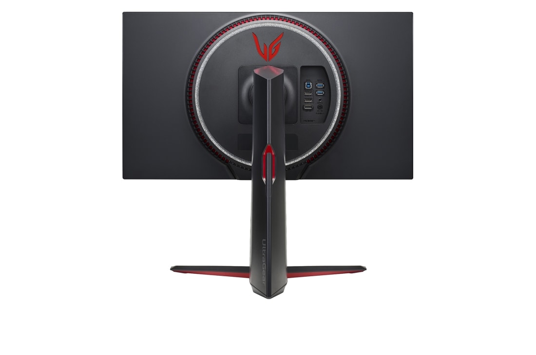 LG Monitor pentru jocuri UHD 4K UltraGear™ Nano IPS 1ms (GtG), 27'', care suportă 4K și 120 Hz prin HDMI 2.1, vedere posterioară cu lumini albe aprinse, 27GP950-B, thumbnail 6