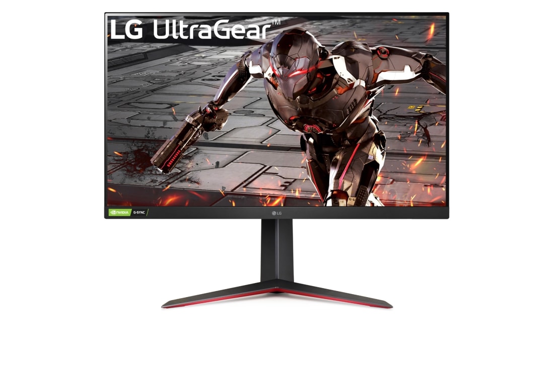 LG Monitor de joc UltraGear ™ Full HD de 31,5 '' cu 165Hz, 1 ms MBR și compatibilitate NVIDIA® G-SYNC®, Vedere frontală, 32GN550-B