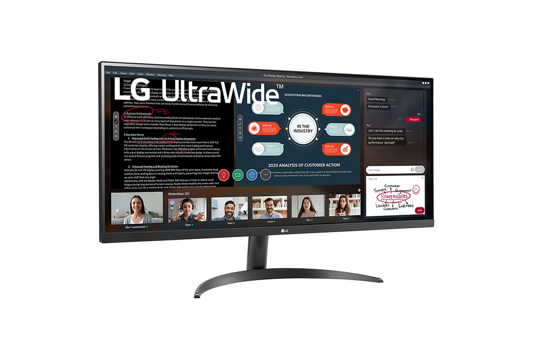 LG Monitor 21:9 UltraWide™ Full HD IPS de 34'' cu AMD FreeSync™, Vedere laterală la +15 grade, 34WP500-B, thumbnail 3
