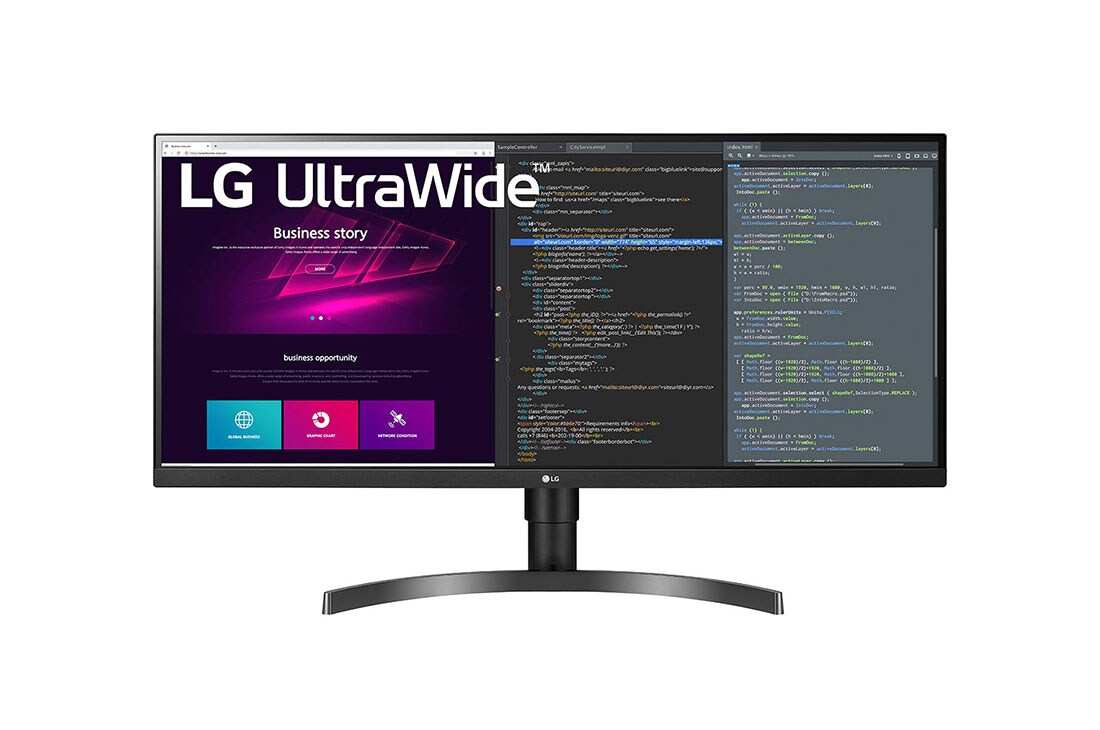 LG Monitor 34'' UltraWide™ QHD (3440 x 1440) IPS, Vedere frontală, 34WN750-B