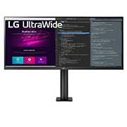 LG Monitor Ergo LG UltraWide™ QHD IPS HDR, vedere frontală cu brațul monitorului în centru, 34WN780-B, thumbnail 2