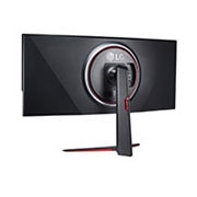 LG Monitor curbat pentru jocuri 37,5” 21:9 UltraGear™ Nano IPS 1ms (GtG), vedere din perspectivă spate cu lumini albe aprinse, 38GN950-B, thumbnail 7