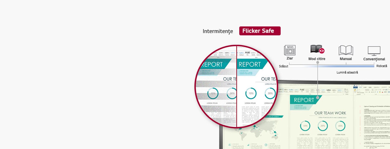 Imagine mod citire și Flicker Safe