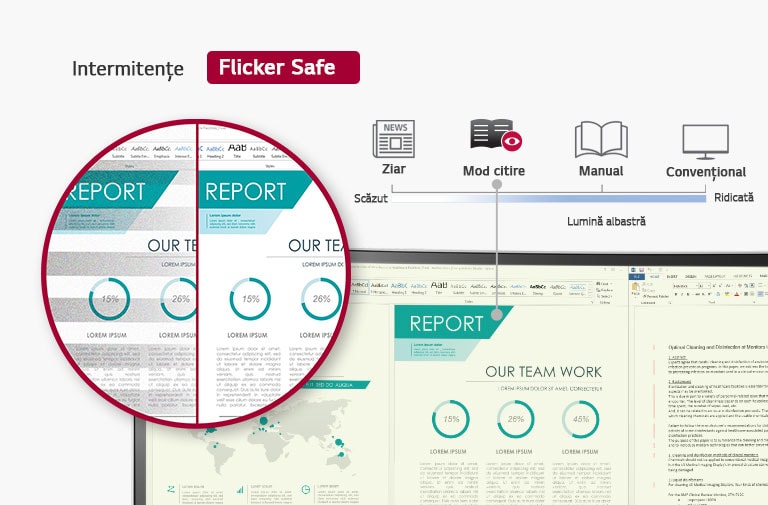 Imagine mod citire și Flicker Safe