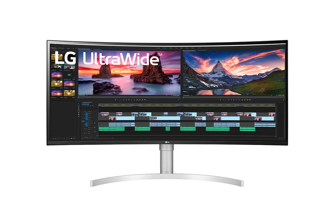 LG Monitor curbat 38'' UltraWide™ QHD+ Nano IPS, Vedere frontală, 38WN95C-W