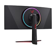LG Monitor pentru jocuri clasa UltraGear™ Nano IPS 1ms, 34'', cu NVIDIA® G-SYNC® ULTIMATE, vedere din perspectivă spate cu lumini multicolore aprinse, 34GP950G-B, thumbnail 9
