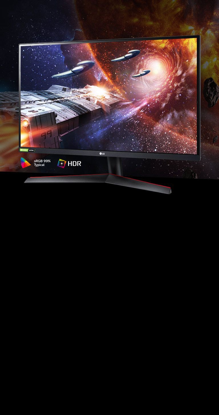 Scenă de jocuri în culori reale și contrast puternic pe monitorul care acceptă Hdr10 cu sRgb 99% (Tip.)