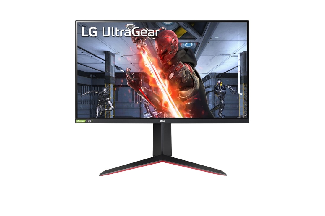 LG Monitor pentru jocuri clasa UltraGear™ Full HD IPS 1ms (GtG), 27'', compatibil cu NVIDIA® G-SYNC®, Vedere frontală, 27GN650-B