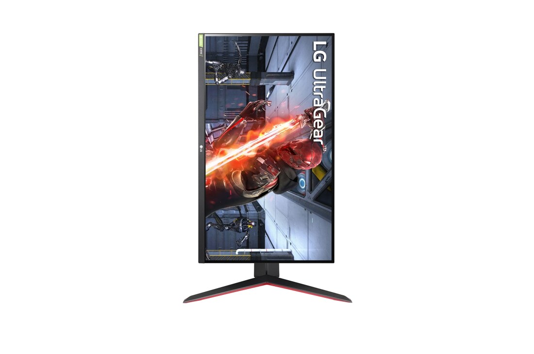 LG Monitor pentru jocuri clasa UltraGear™ Full HD IPS 1ms (GtG), 27'', compatibil cu NVIDIA® G-SYNC®, vedere frontală, cu afișajul pivotând la 90 de grade într-o vedere portret, 27GN650-B, thumbnail 10