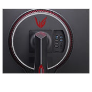 LG Monitorul de gaming UltraGear™ 4K Nano IPS 1ms (GtG) de 27” cu 144Hz / 160Hz (Overclock) și HDMI 2.1, close-up view of ports with white colored lights on, 27GP95R-B, thumbnail 10