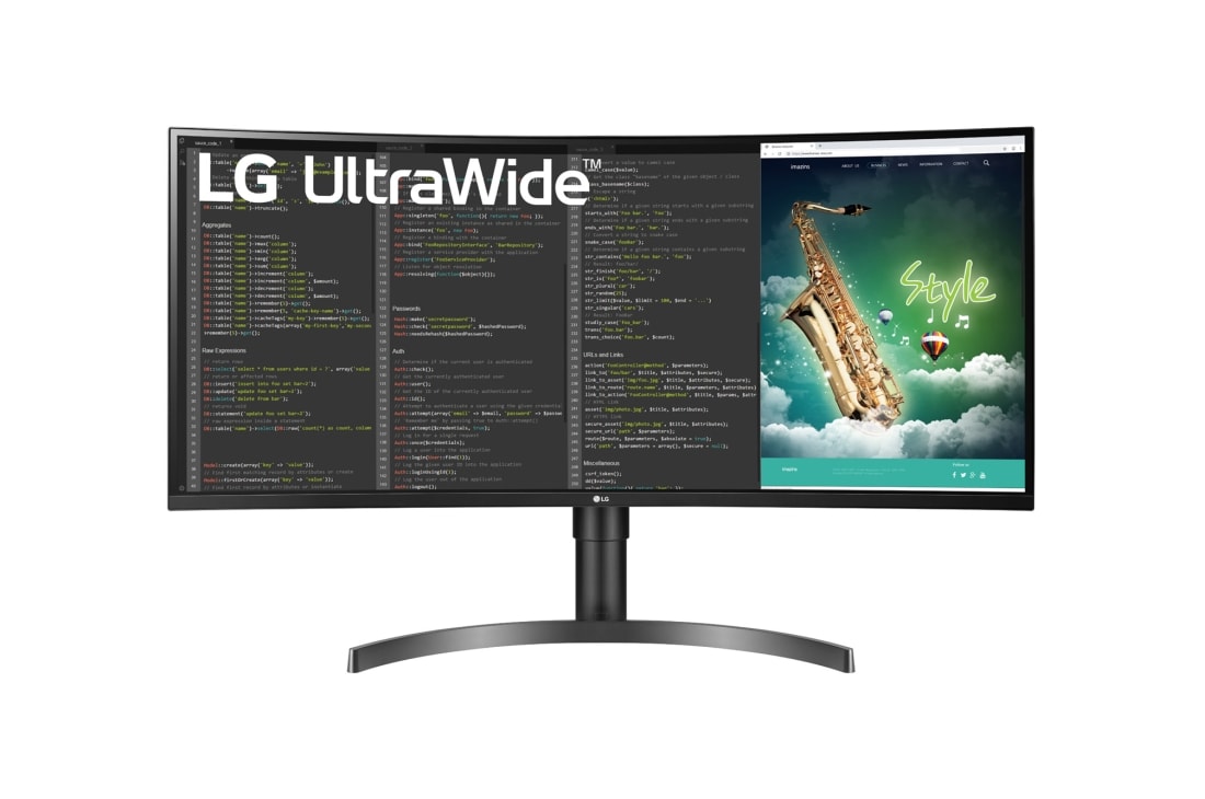 LG Monitor curbat 35'' UltraWide™ QHD HDR VA, Vedere frontală, 35WN75CN-B