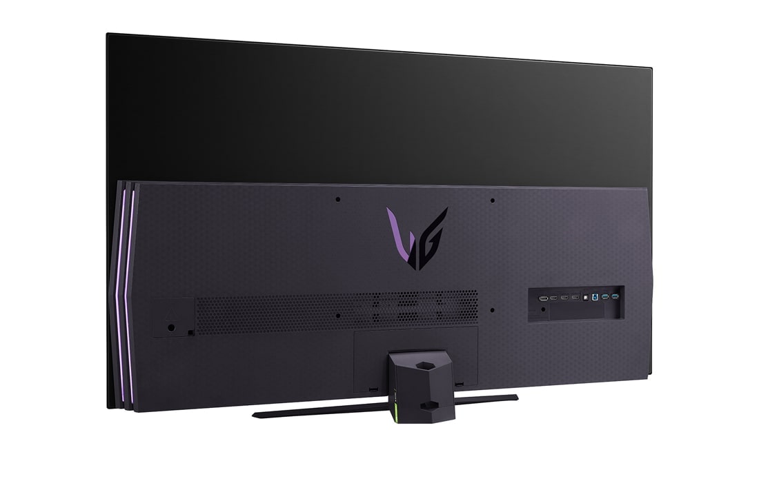 LG Monitor de gaming UltraGear™ UHD 4K OLED de 48”, vedere cu perspectivă posterioară cu lumini aprinse, 48GQ900-B, thumbnail 9