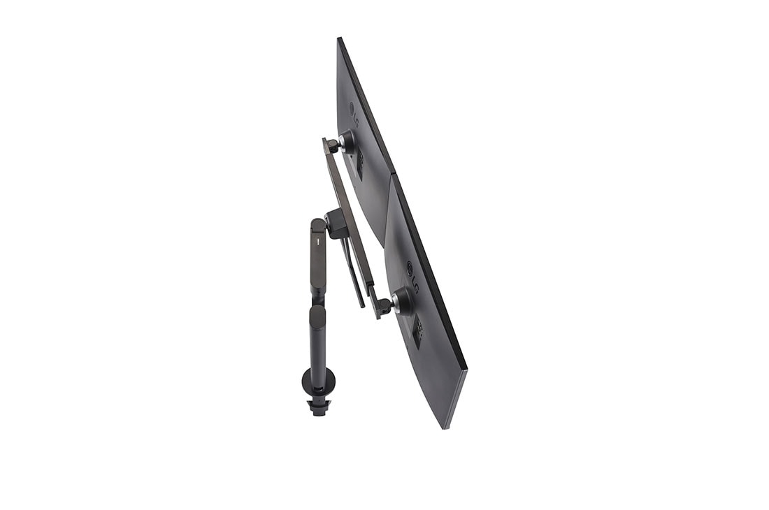 LG Monitor QHD de 27 de inch Ergo Dual, Perspectivă din spate cu brațul monitorului extins spre stânga., 27QP88DP-BS, thumbnail 12