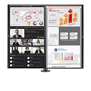 LG Monitor QHD de 27 de inch Ergo Dual, Vedere frontală cu modul de pivotare., 27QP88DP-BS, thumbnail 3