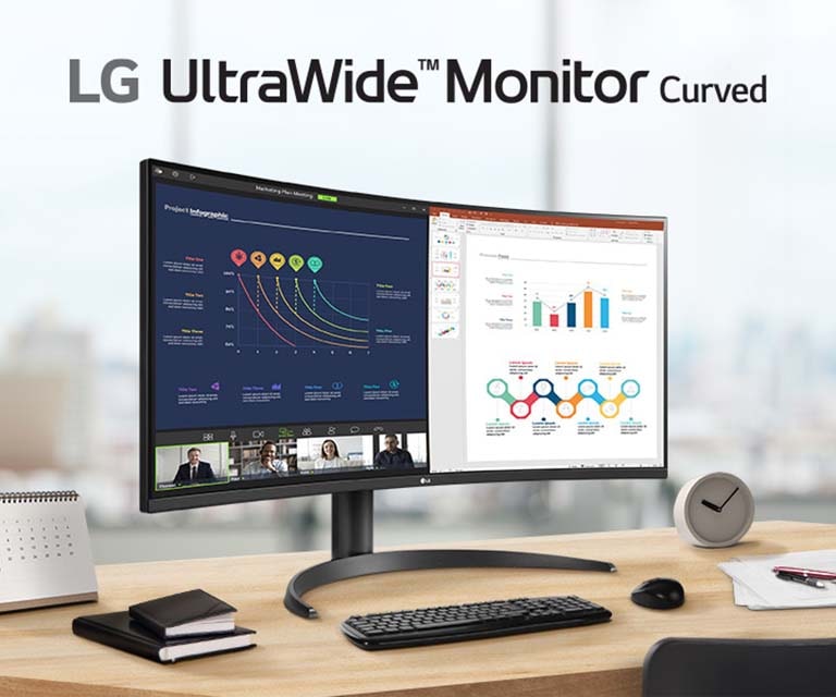 Monitor LG UltraWide curbat.	