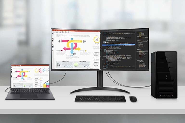 Acest monitor vă permite să vedeți mai multe conținuturi de pe două computere cu funcția picture-by-picture, astfel încât vă ajută să procesați eficient munca.	